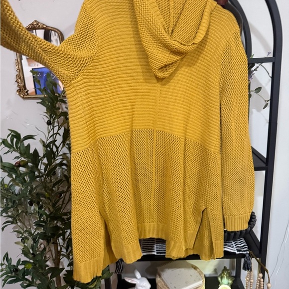 Marled Yellow Cardigan Sweater Medium Weight cotton blend size large - Picture 7 of 7
